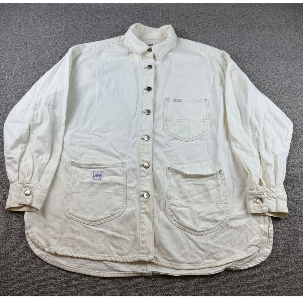 Lee x H&M Men’s Ecru Denim Chore‎ Shirt Jacket Size M Workwear Overshirt Pockets